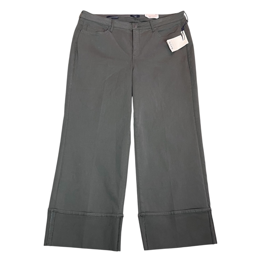 NWT NYDJ Teresa Cuffed Denim Wide Leg Jeans Size 18W Olive Green